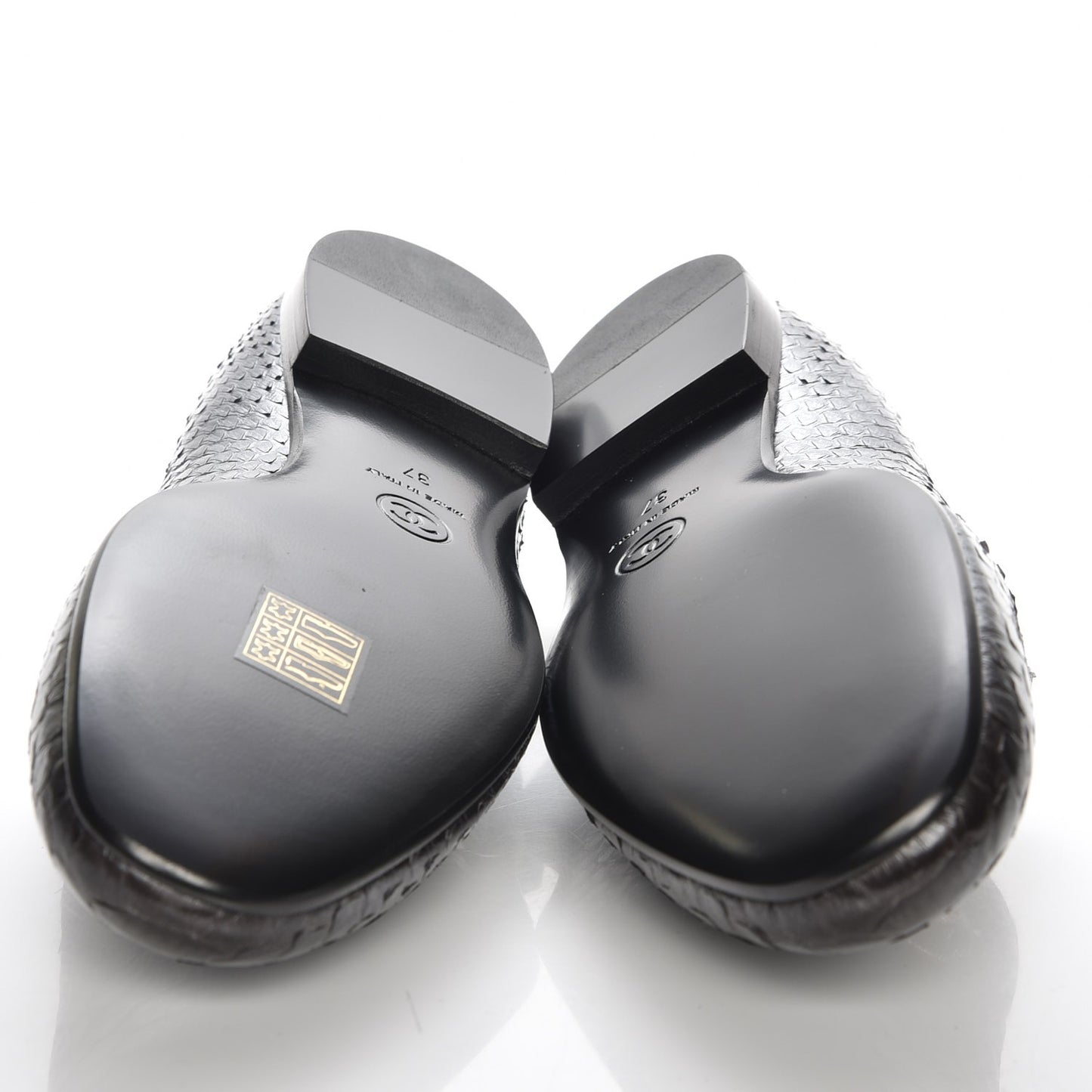 Metallic Python CC Mocassin Loafers 37 Dark Grey