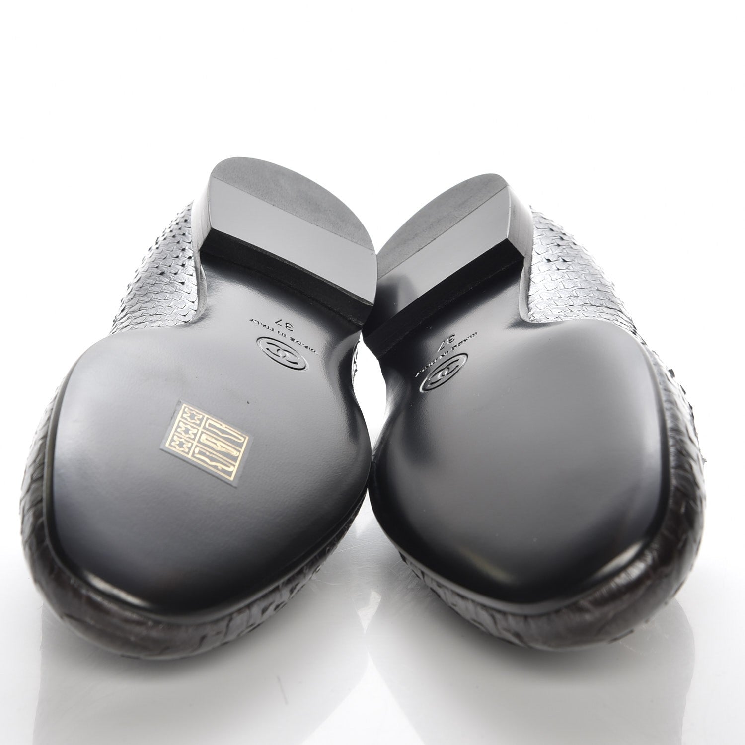 Chanel Metallic Python CC Mocassin Loafers 37 Dark Grey 5 of 8
