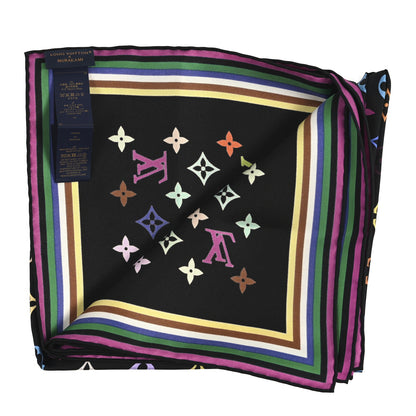 Louis Vuitton LV X TM Silk Monogram Multicolor Square 90 Scarf Black 3 of 3