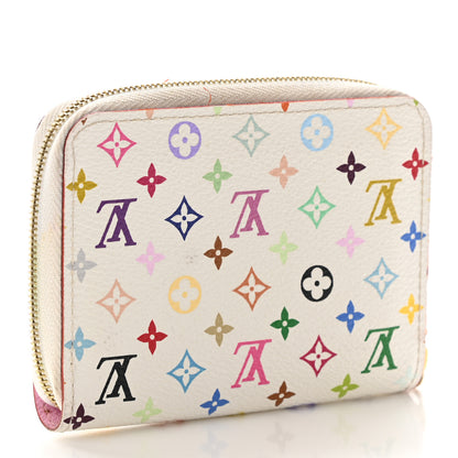 Louis Vuitton Monogram Multicolor Zippy Coin Purse Wallet White Litchi 3 of 15