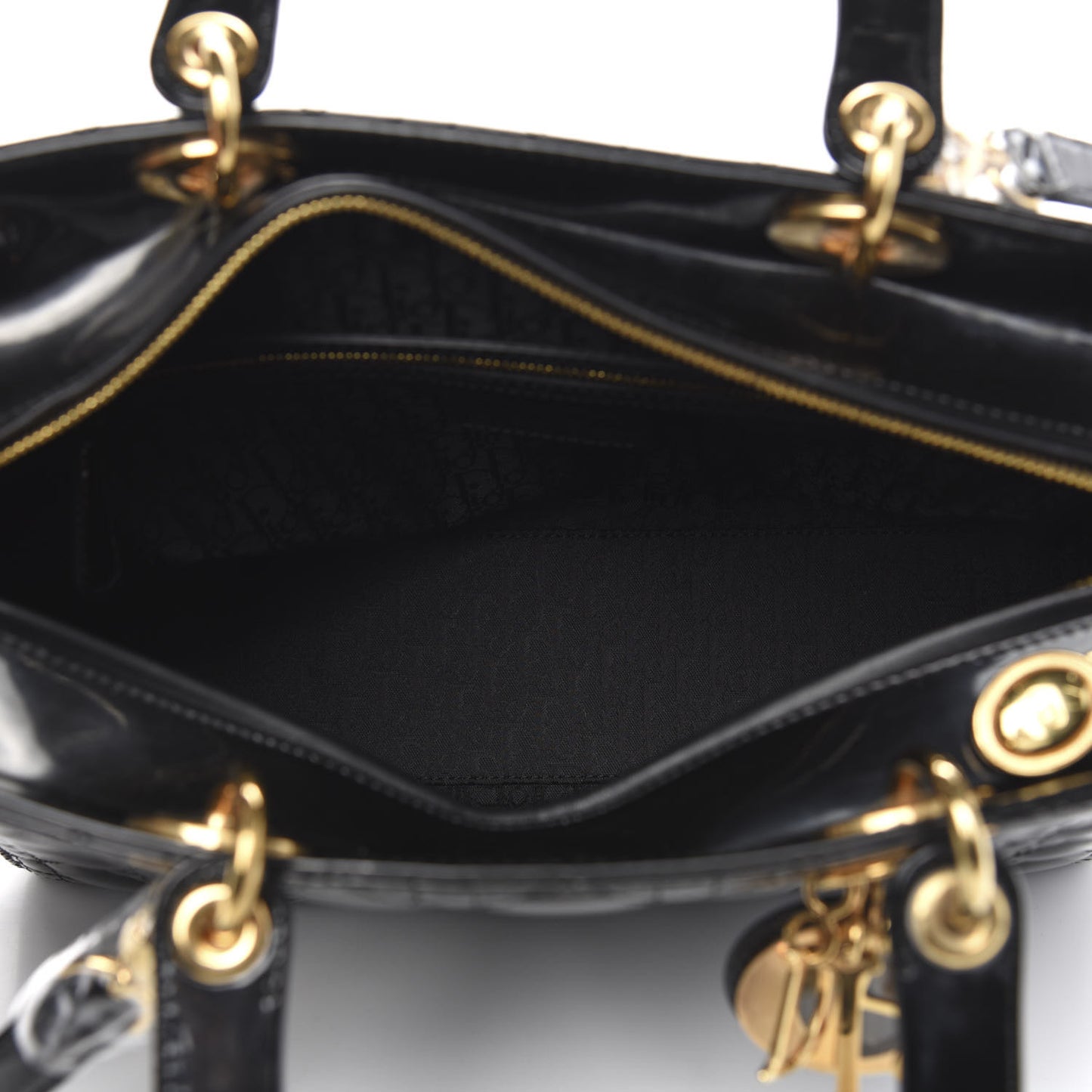 Patent Cannage Large Lady Dior Black