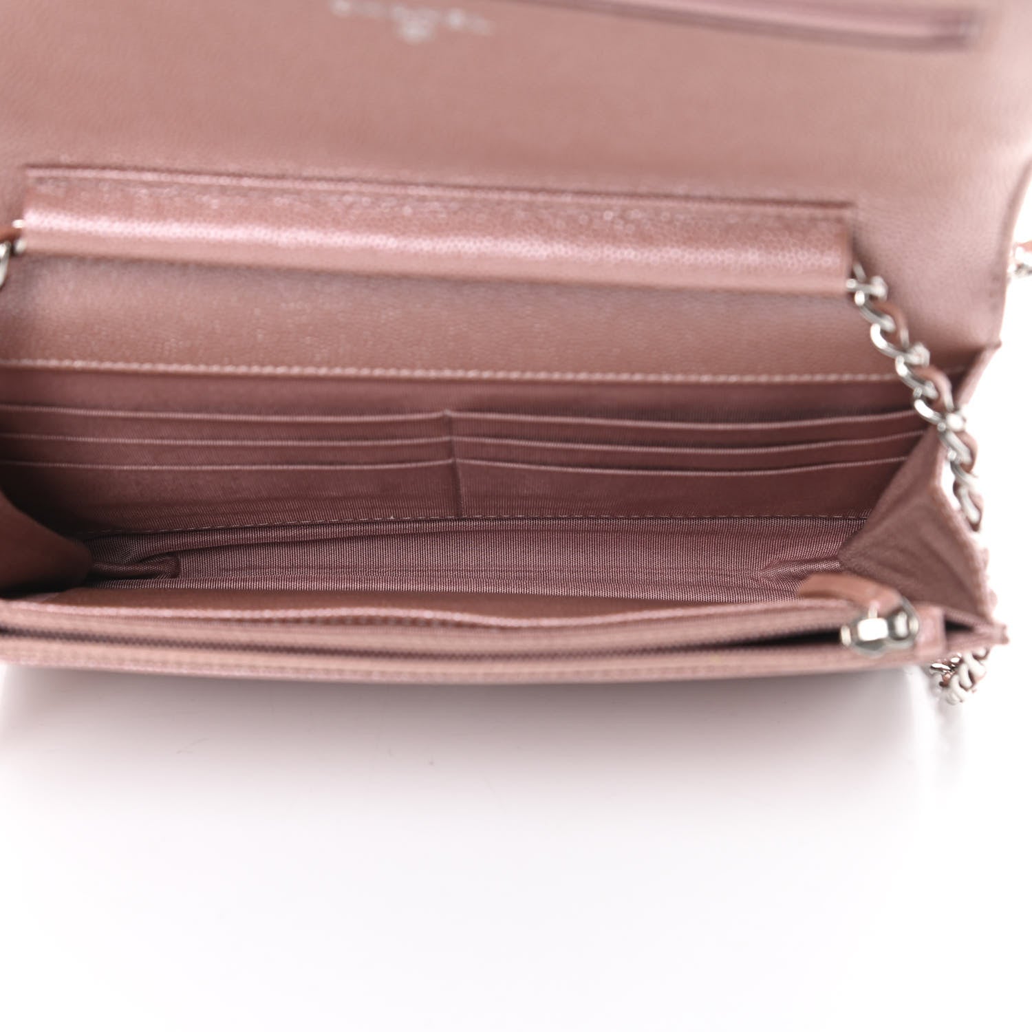 Chanel Metallic Caviar Chevron Quilted Vintage Mademoiselle Wallet On Chain WOC Pink 5 of 12