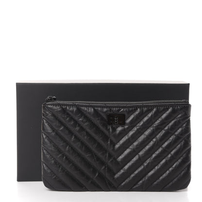 Chanel Aged Calfskin Chevron Quilted Medium Reissue Cosmetic Case So Black 8 of 8