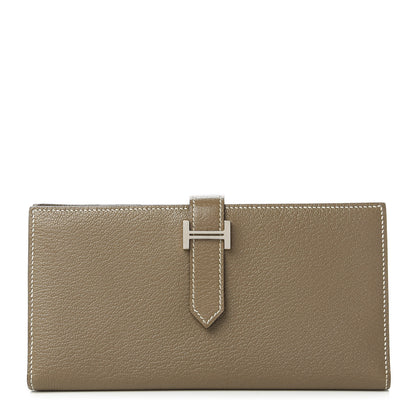 Hermes Chevre Mysore Bearn Gusset Wallet Etoupe 1 of 9