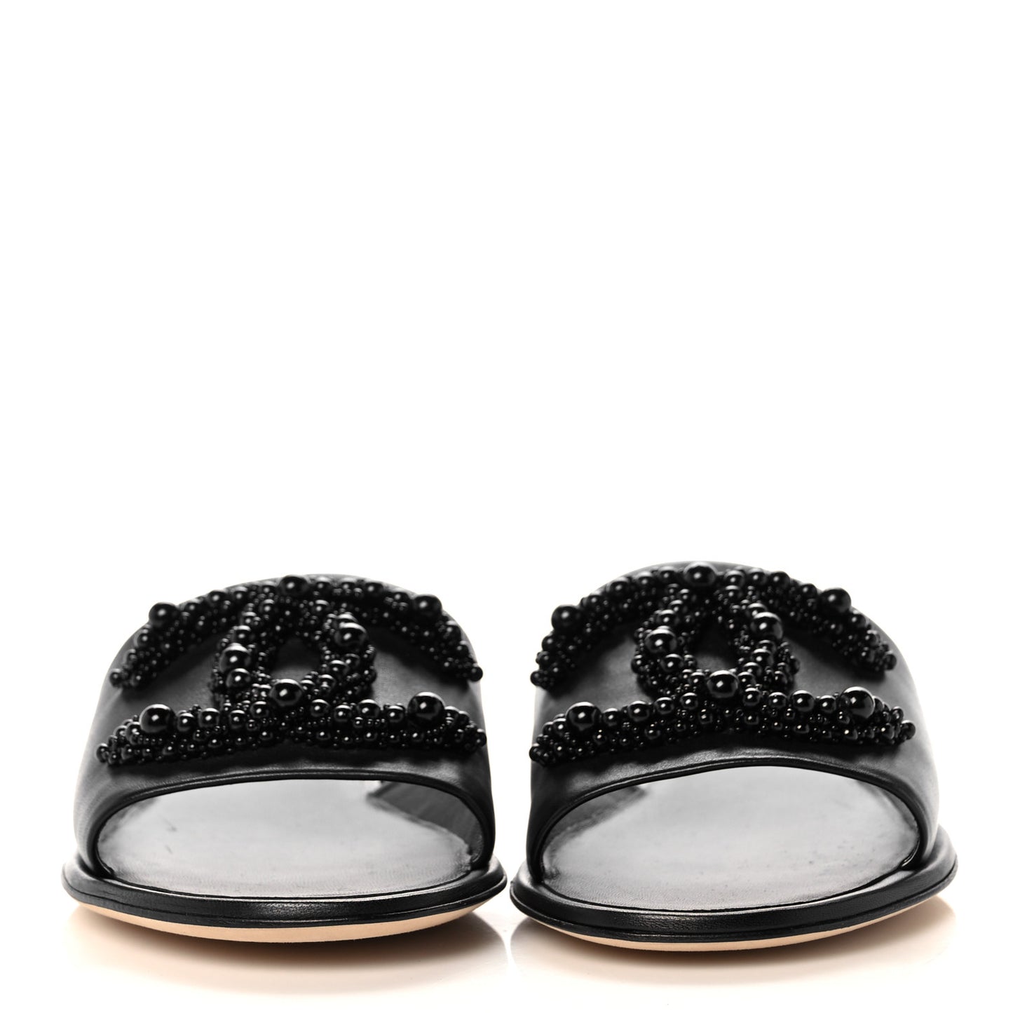 Lambskin Beaded CC Mules 38 Black