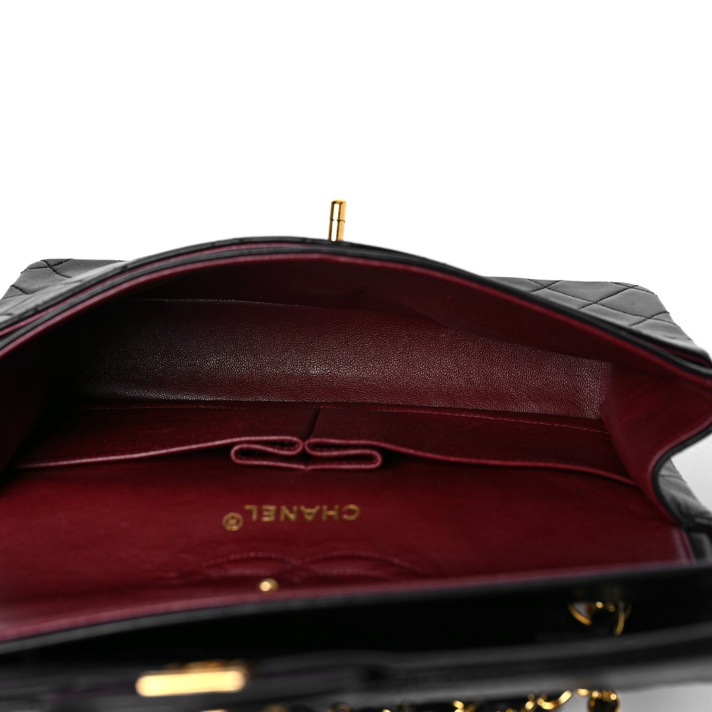 Lambskin Quilted Medium Double Flap Black