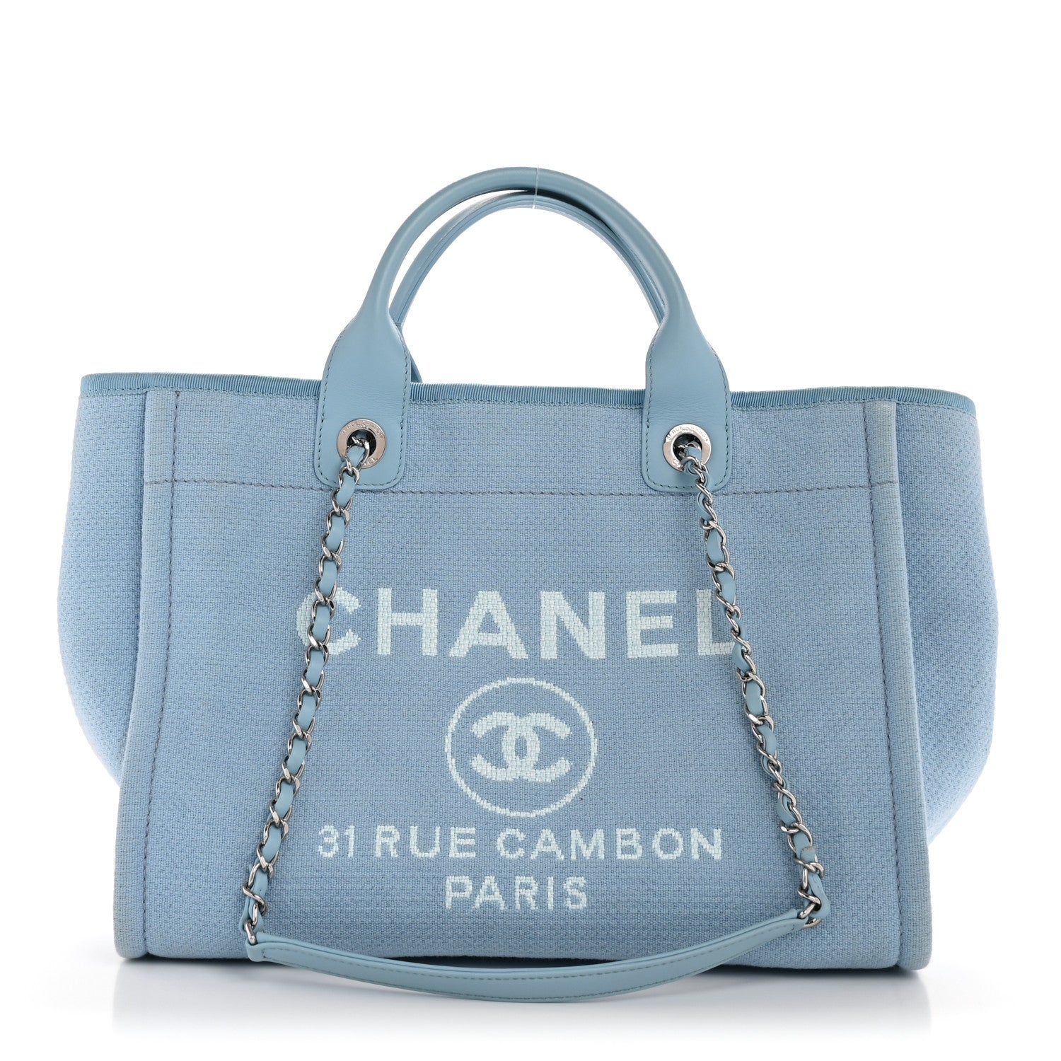 Chanel Mixed Fibers Small Deauville Tote Light Blue 1 of 12