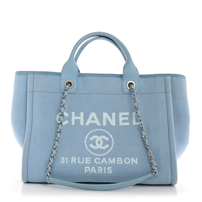 Chanel Mixed Fibers Small Deauville Tote Light Blue 1 of 12