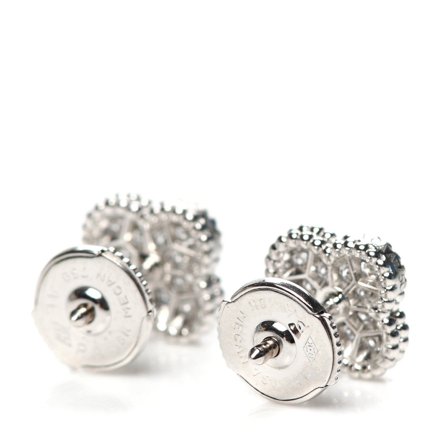 Van Cleef & Arpels 18K White Gold Diamond Sweet Alhambra Earrings 3 of 5