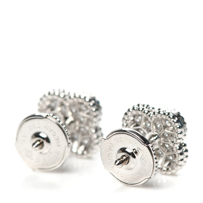 Van Cleef & Arpels 18K White Gold Diamond Sweet Alhambra Earrings 3 of 5