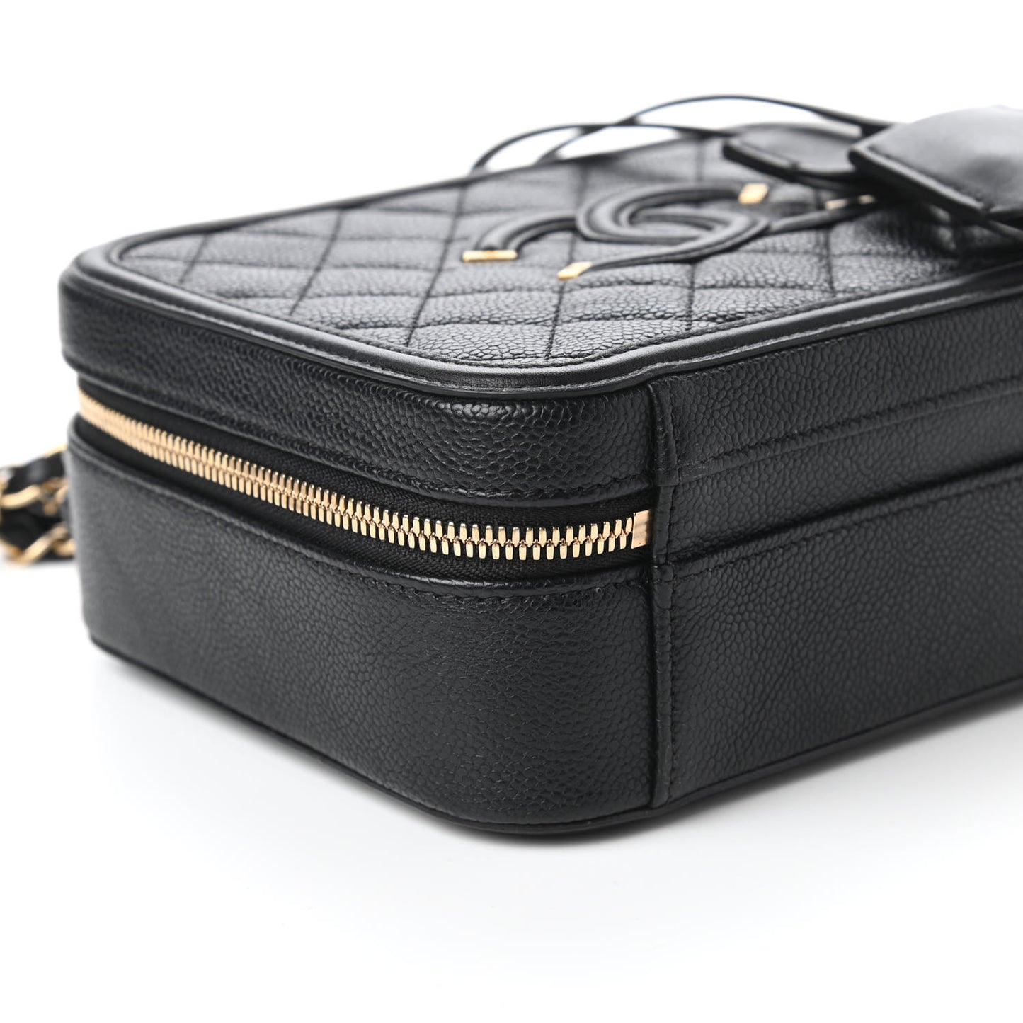 Caviar Quilted Medium CC Filigree Vanity Case Black