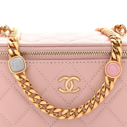 Chanel Lambskin Quilted Pearl Enamel Small Vanity Case With Chain Light Pink 8 of 10