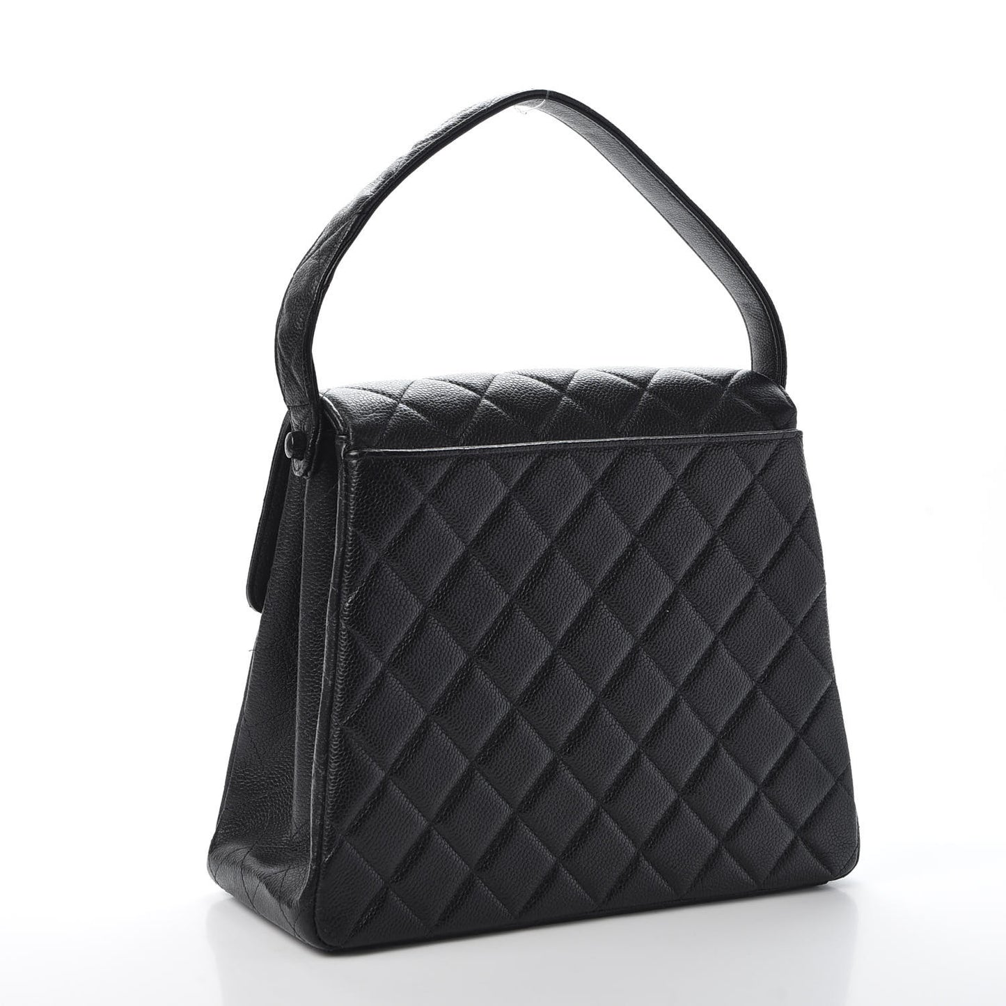 Caviar Quilted Medium Kelly Flap Black