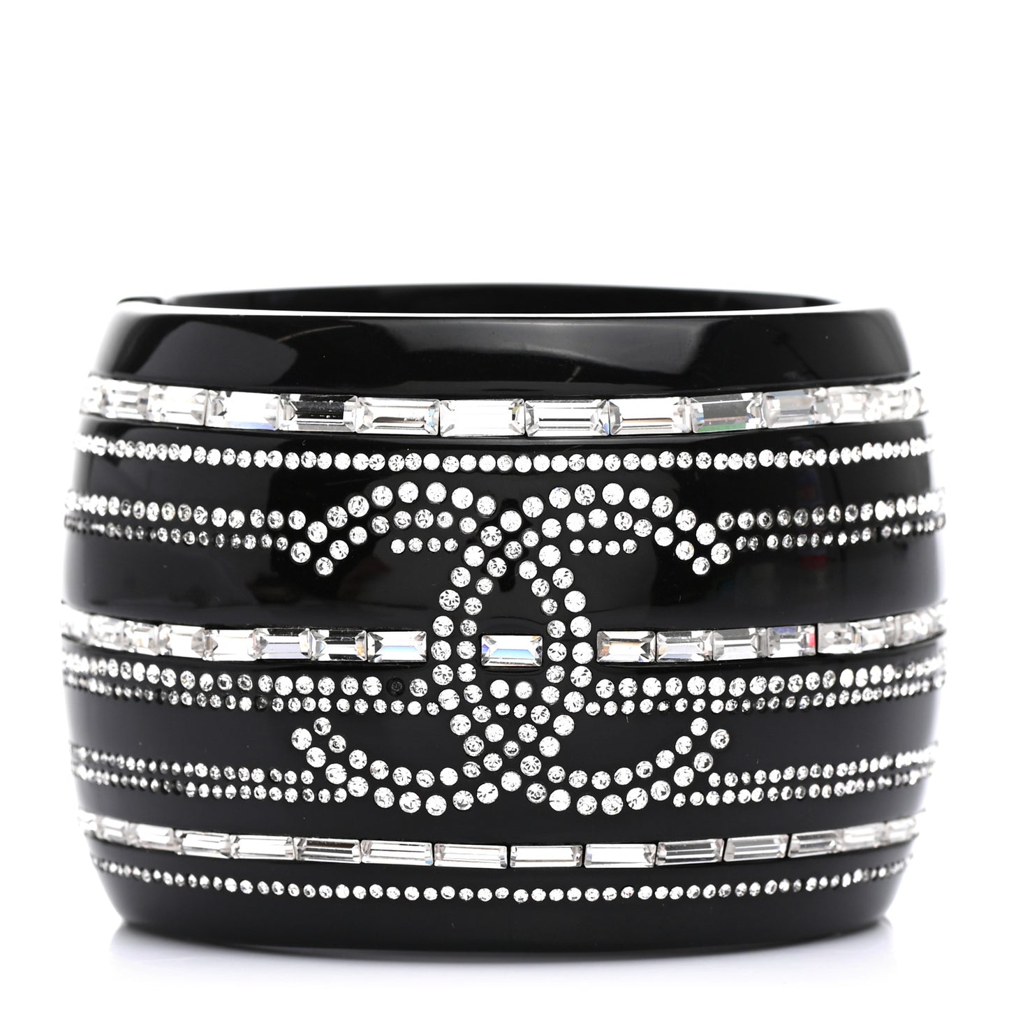 Resin Baguette Crystal CC Wide Cuff Black