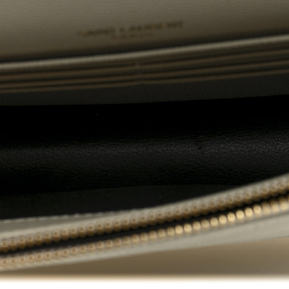 Saint Laurent Grain De Poudre Matelasse Chevron Monogram Envelope Chain Wallet Crema Soft 5 of 9