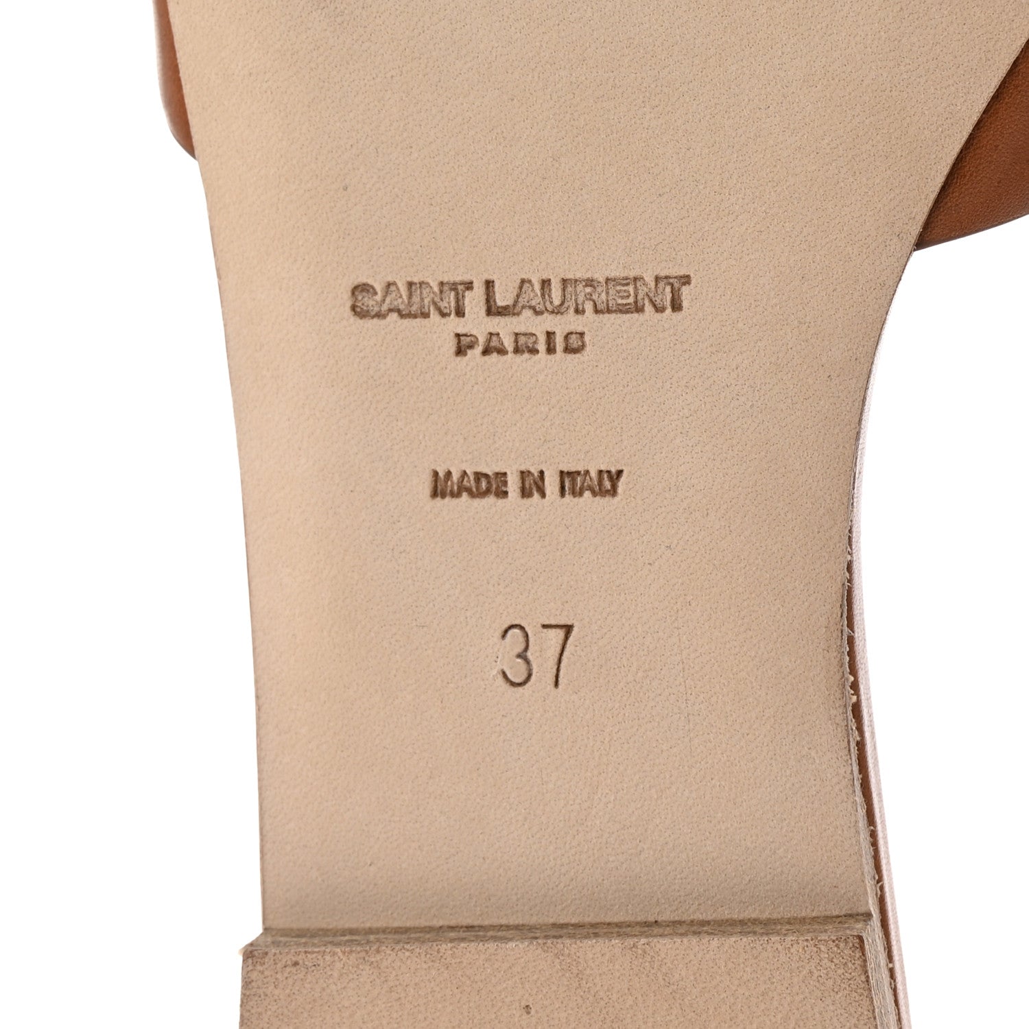 Saint Laurent Calfskin Tribute 05 Slide Sandals 37 Amber 7 of 10