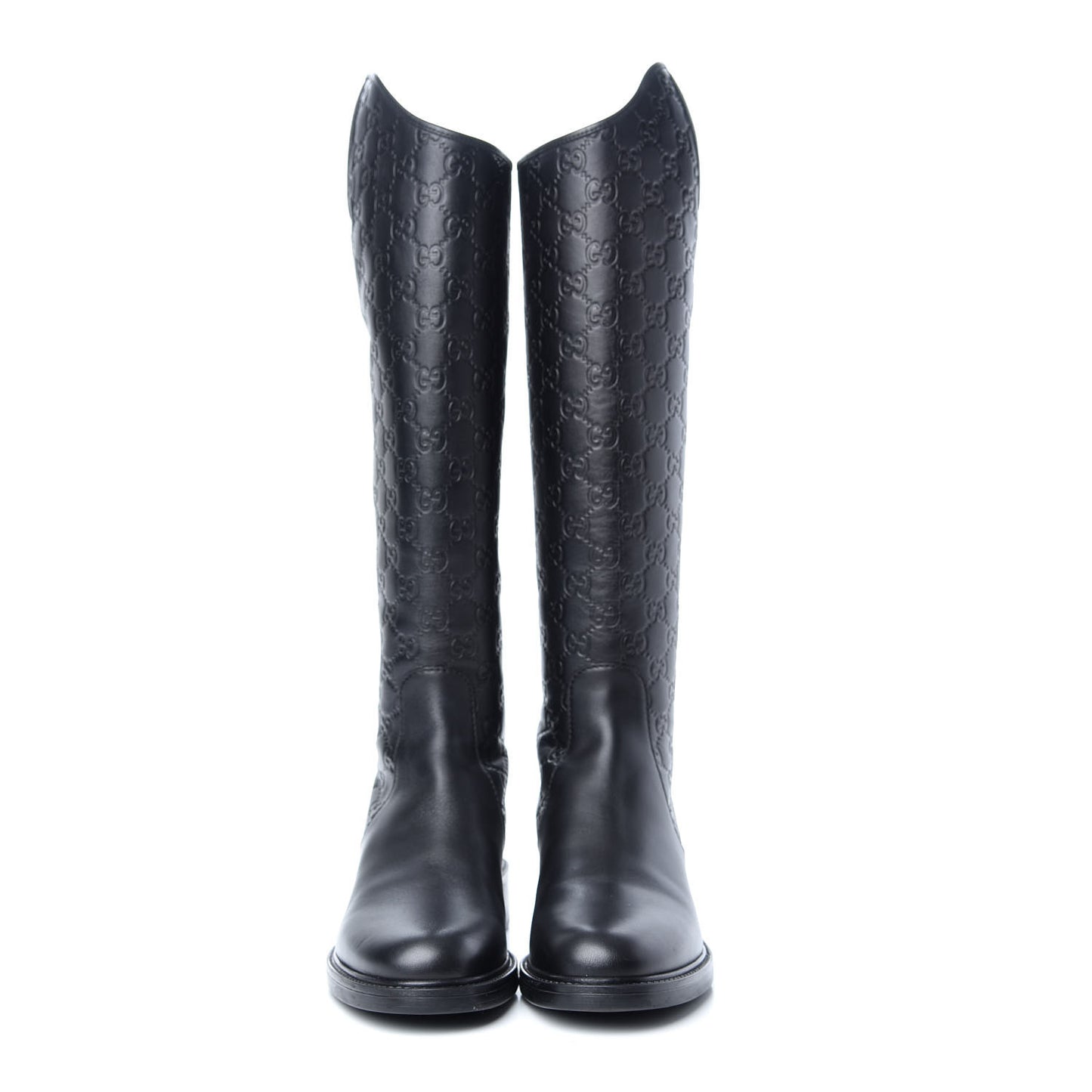 Guccissima Calfskin Miro Soft Knee High Riding Boots 39 Black