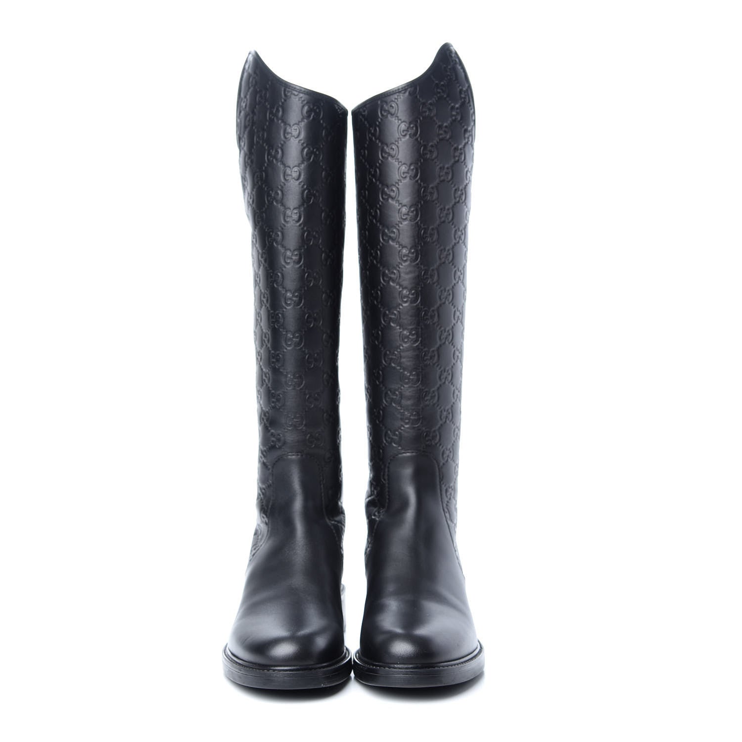 Gucci Guccissima Calfskin Miro Soft Knee High Riding Boots 39 Black 2 of 9
