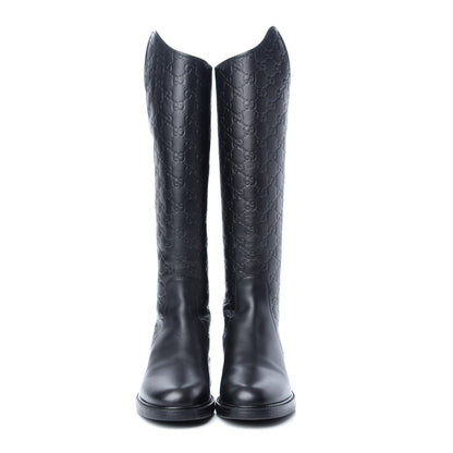 Gucci Guccissima Calfskin Miro Soft Knee High Riding Boots 39 Black 2 of 9