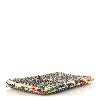 Christian Louboutin Calfskin Studded Floral Mosaic Loubiclutch Crossbody Clutch White Multicolor 3 of 11