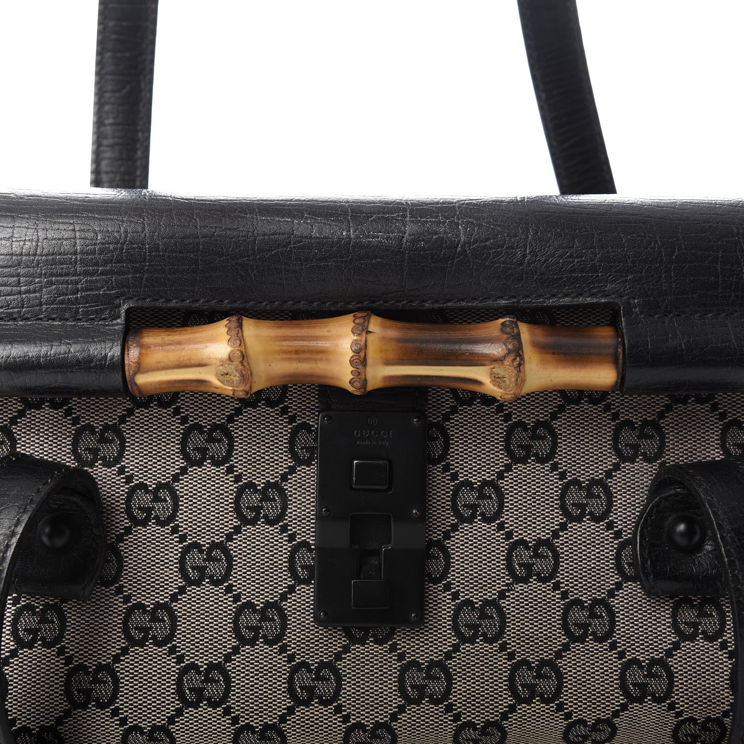 Gucci Monogram Bamboo Bullet Satchel Black 10 of 10