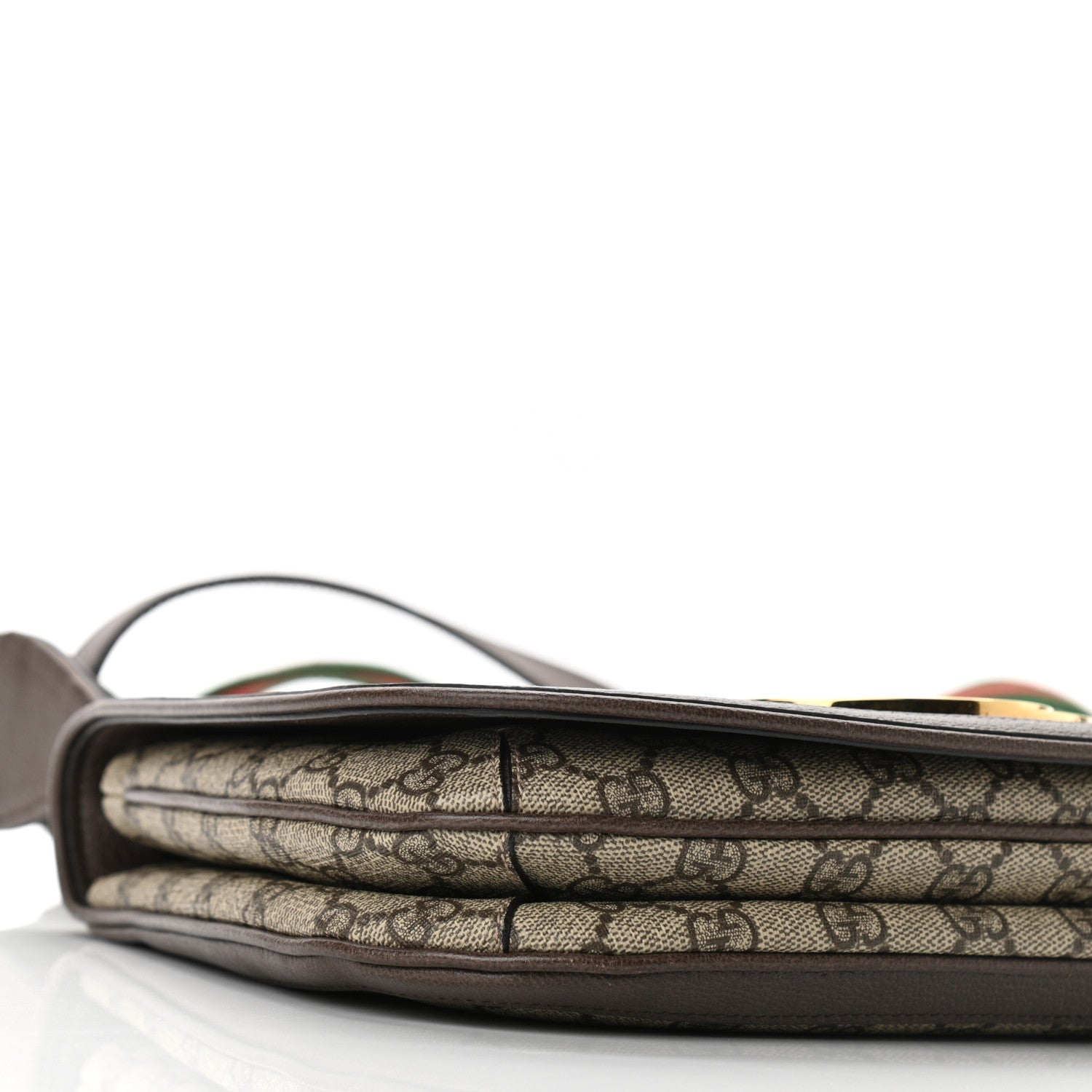 Gucci GG Supreme Monogram Textured Dollar Calfskin Web Medium Blondie Shoulder Flap Bag Beige Ebony New Acero 9 of 10