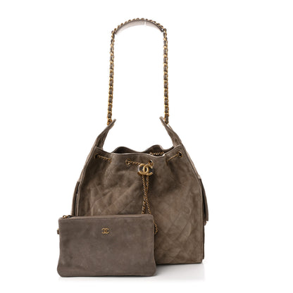Chanel Suede Quilted Medium Chanel 25 Handbag Dark Grey 3 of 12