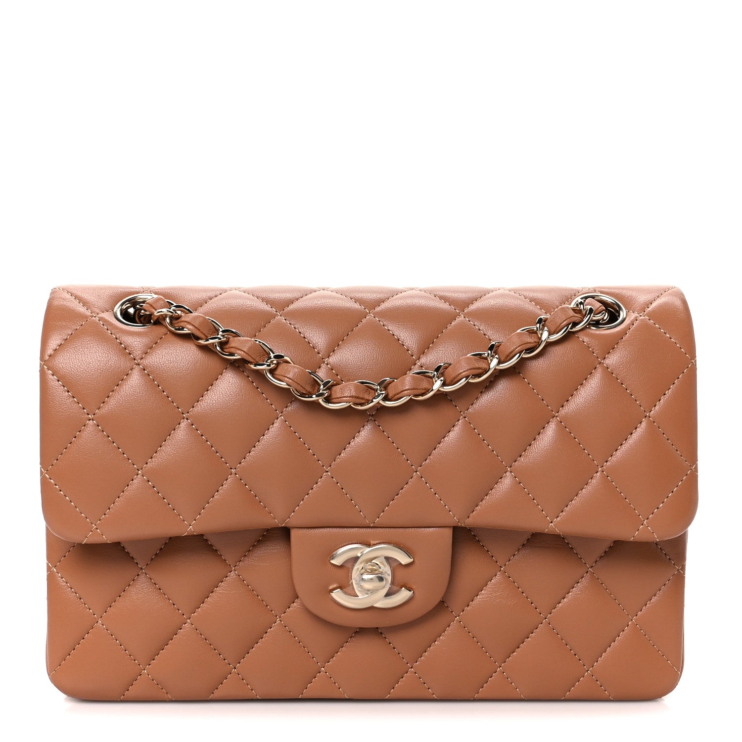 Chanel Lambskin Quilted Small Double Flap Brown 1 of 12
