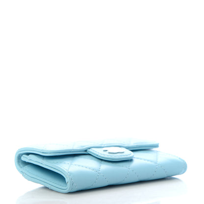 Chanel Lambskin Quilted Flap Card Holder Wallet Neon Blue 4 of 8