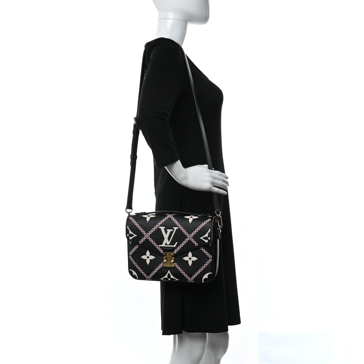 Louis Vuitton Empreinte Monogram Giant Broderies Pochette Metis Black 2 of 9
