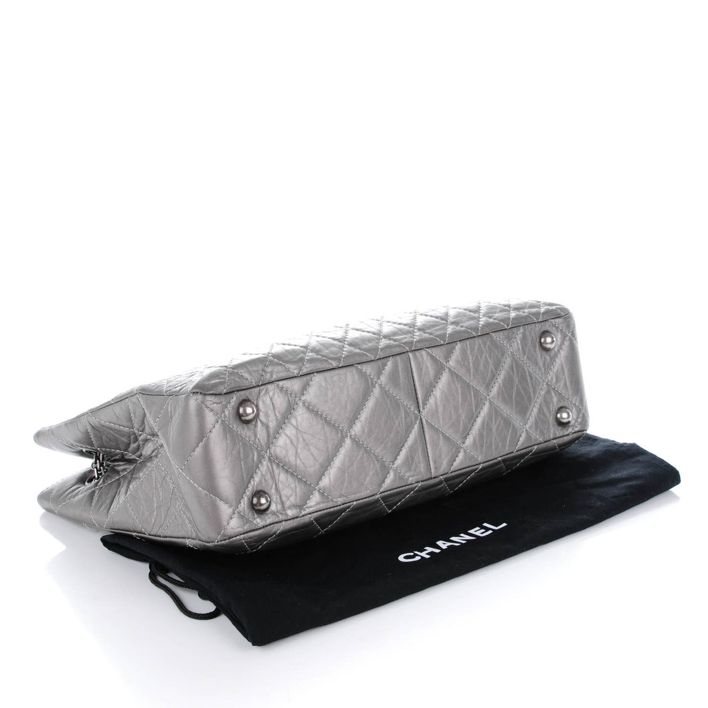 Aged Calfskin Quilted Reissue 2.55 Tote Dark Silver