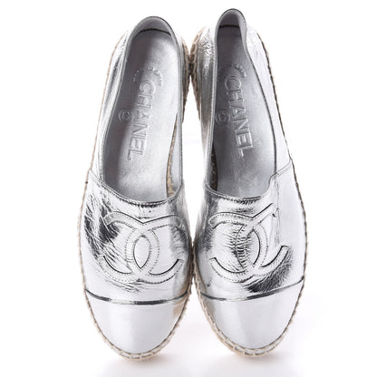 Chanel Laminated Goatskin CC Espadrilles 35 Silver 5 of 11