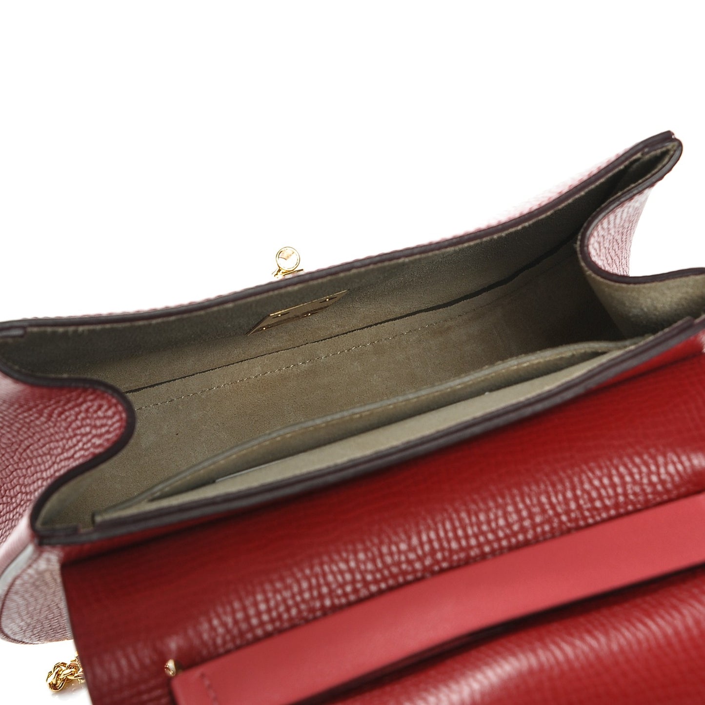 Grained Calfskin Lambskin Drew Shoulder Bag Red