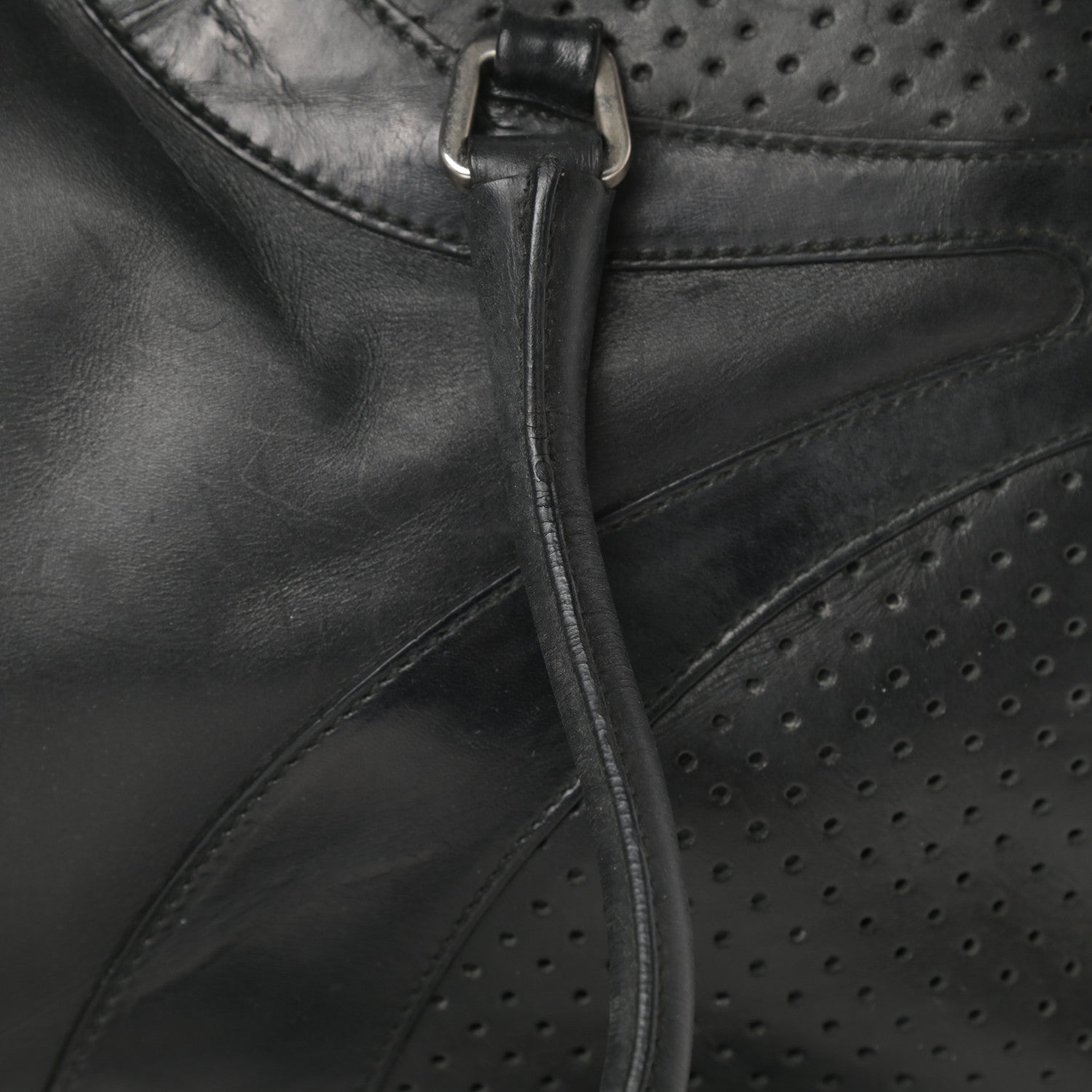 Prada Vitello Drive Perforated Bowling Bag Black 15 of 17
