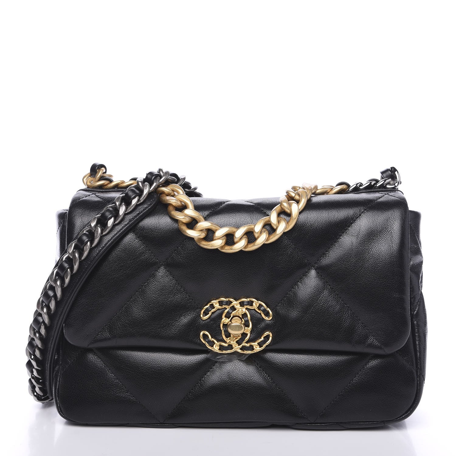 Chanel Goatskin Quilted Medium 19 Flap Black 1 of 11