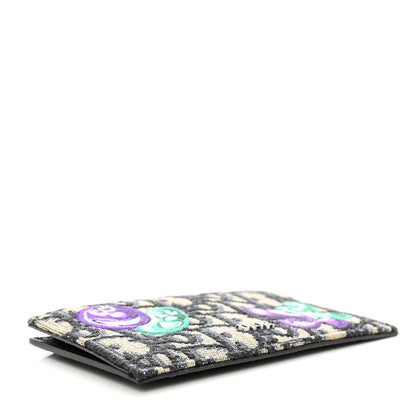 Christian Dior X KENNY SCHARF Oblique Canvas Embroidered Zip Card Holder Charcoal 4 of 7