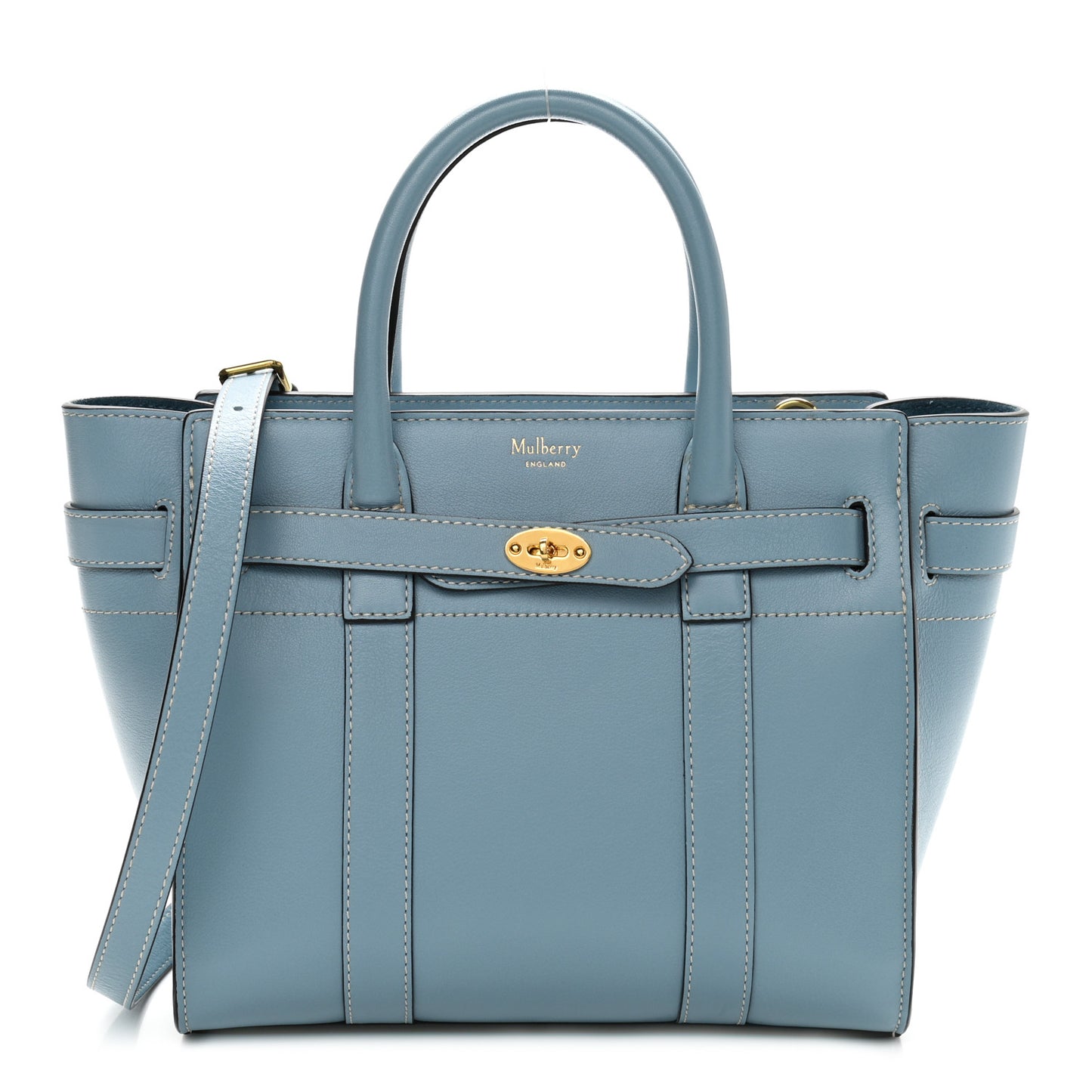 Silky Calfskin Small Bayswater Zip Tote Nordic Blue