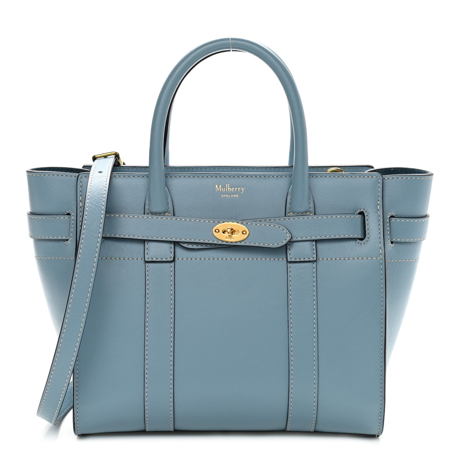 Mulberry Silky Calfskin Small Bayswater Zip Tote Nordic Blue 1 of 8
