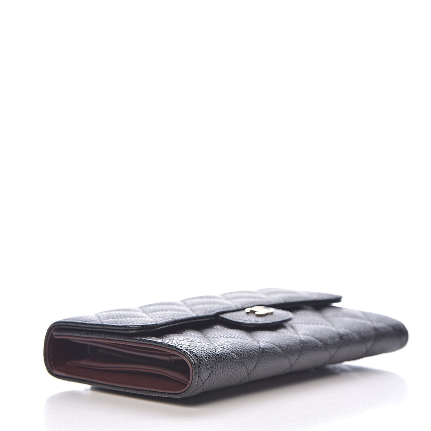 Caviar Quilted Large Flap Wallet Black