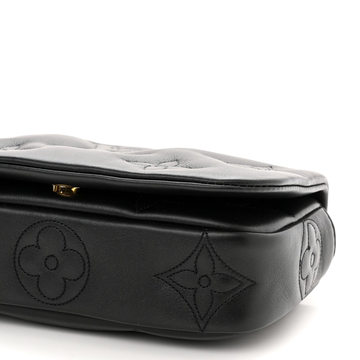 Calfskin Bubblegram Wallet On Strap Black