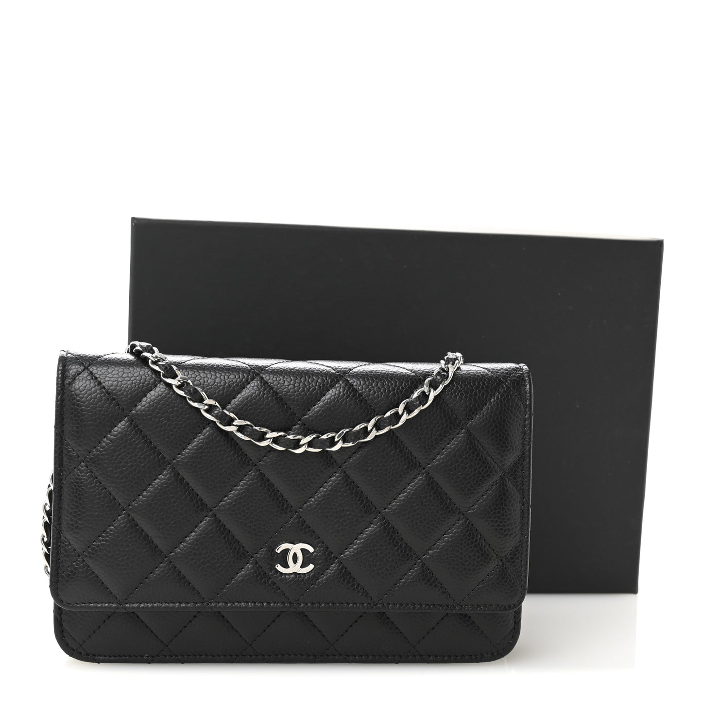 Caviar Quilted Wallet On Chain WOC Black