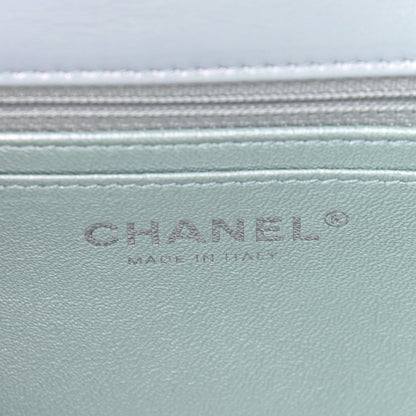 Chanel Iridescent Calfskin Quilted Mini Rectangular Flap Light Blue 6 of 9