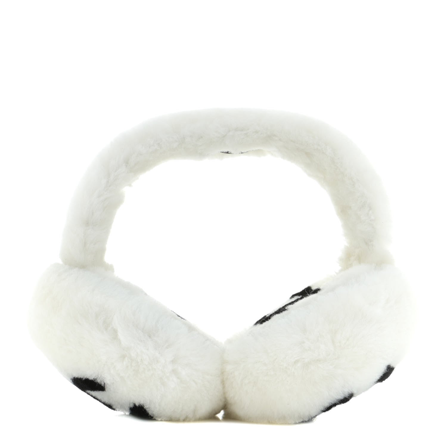 Chanel Shearling CC Ear Muffs White Black 1 of 4