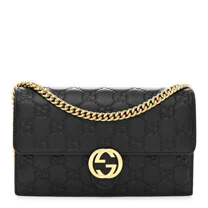 Gucci Guccissima Icon Chain Wallet Black 1 of 10