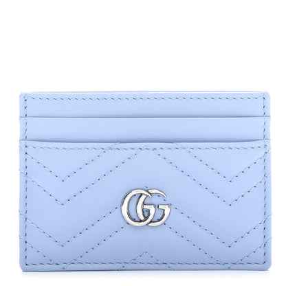 Gucci Calfskin Matelasse GG Marmont Card Holder Porcelain Light Blue 1 of 9