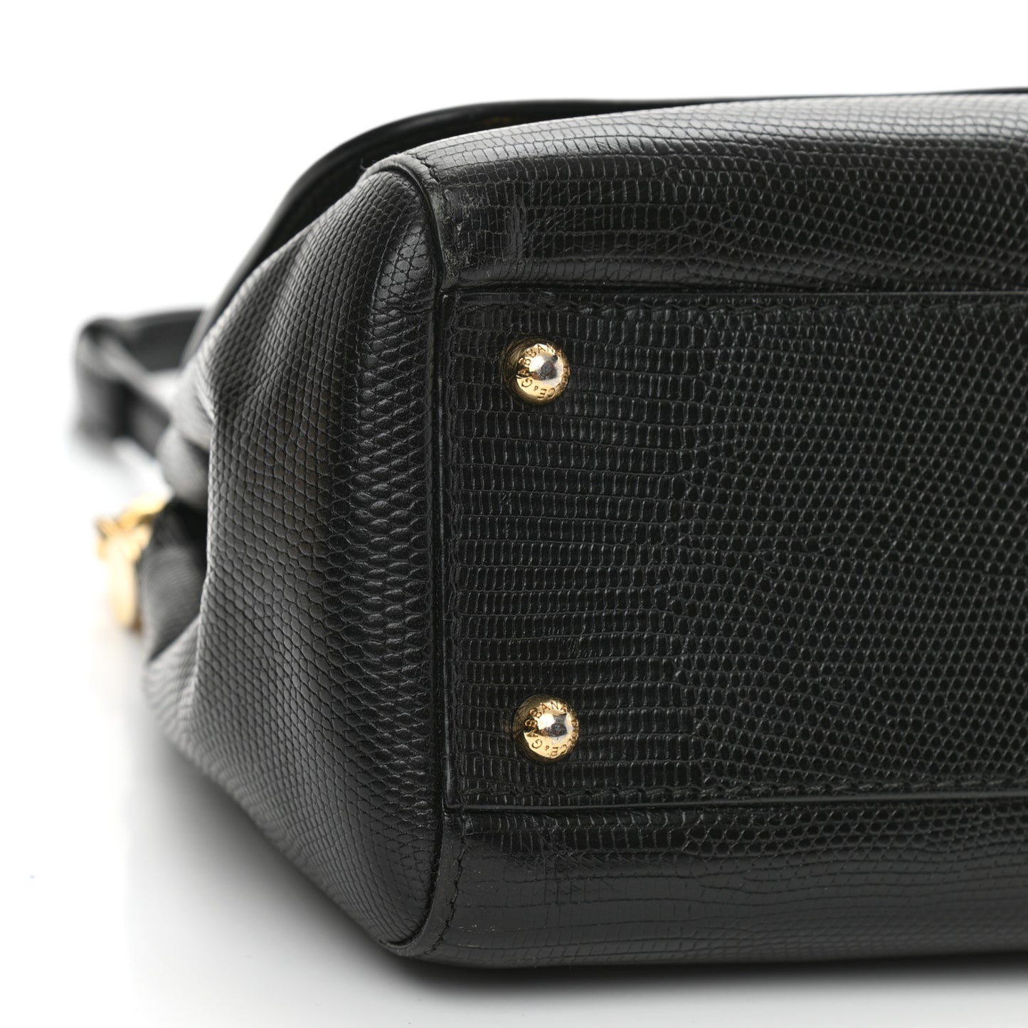 Lizard Calfskin Embossed Medium Miss Sicily Satchel Black