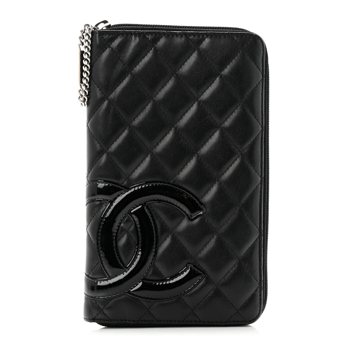 Calfskin Cambon Zip Around Organizer Wallet Black