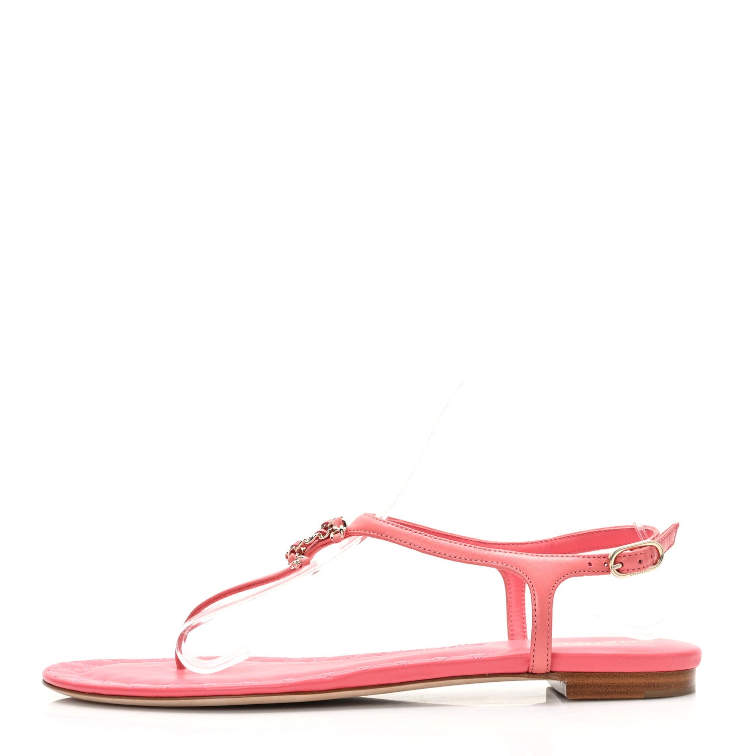 Chanel Lambskin Chain CC Logo Thong Sandals 40 Pink 1 of 7