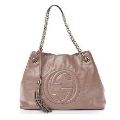 Gucci Patent Medium Soho Chain Shoulder Bag Dark Cipria 1 of 12