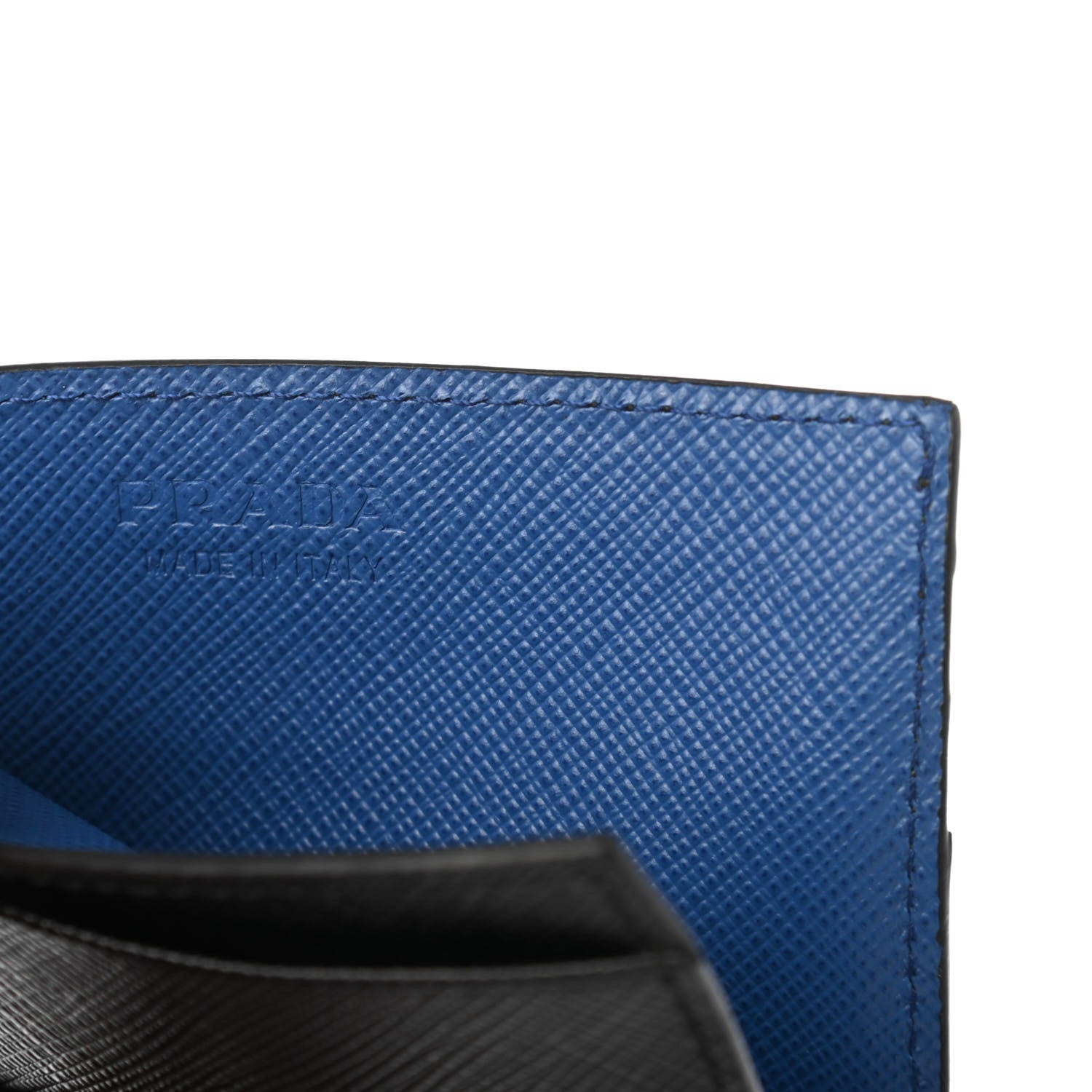 Prada Saffiano Racing Logo Patch Card Holder Black Azzurro 6 of 9